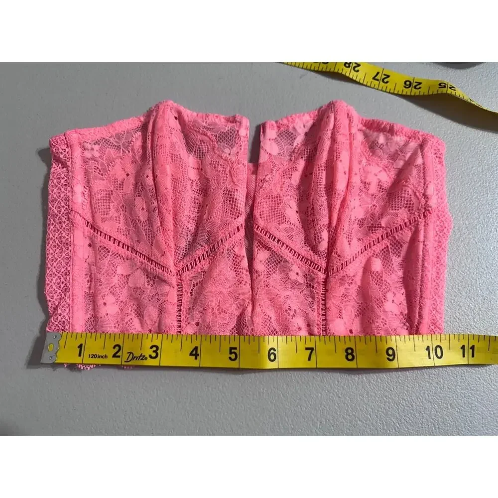 Victoria's Secret Corset Crop Top Bra Dream Angels Womens XS Pink Body Boning